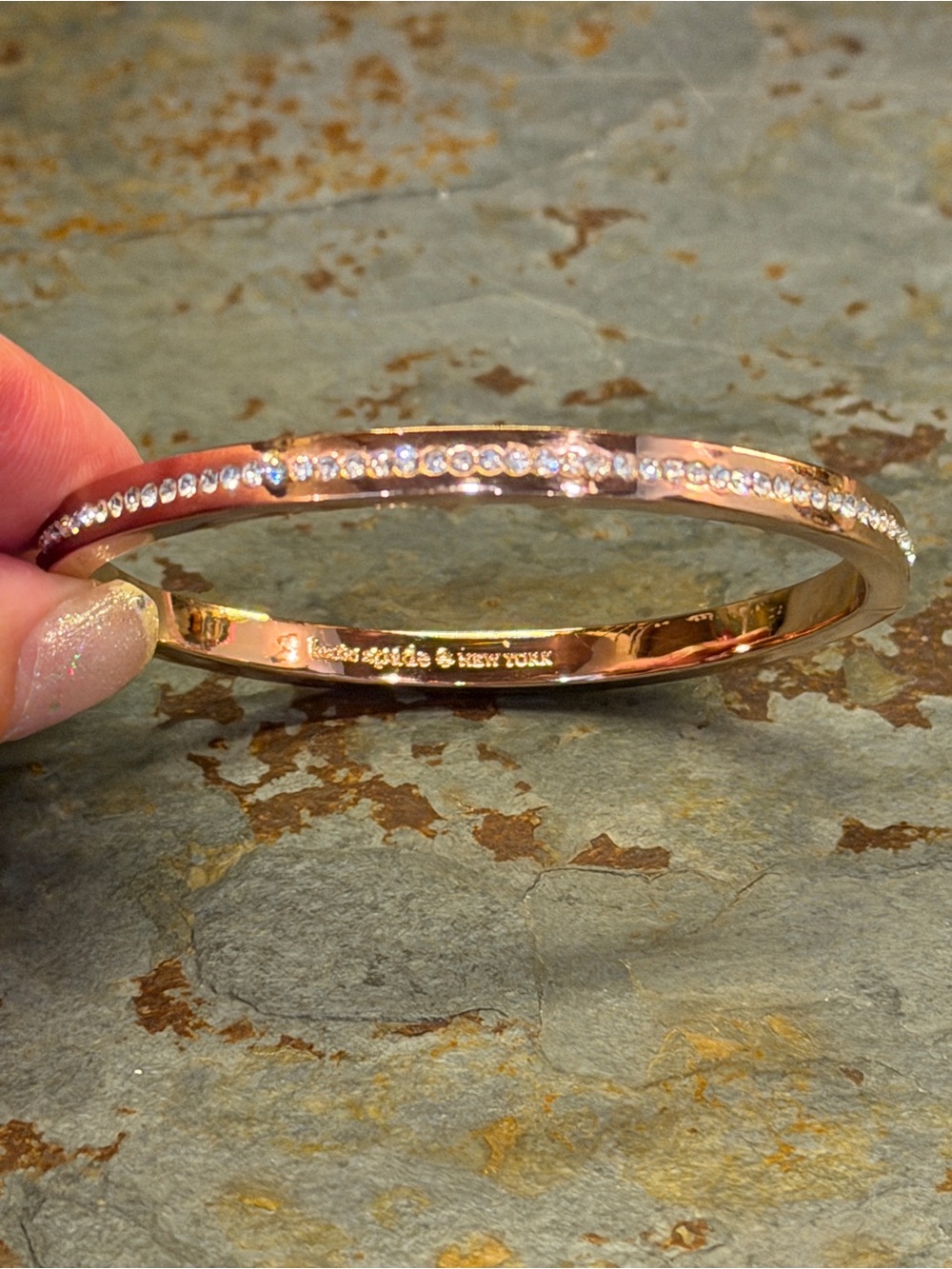 kate spade Rose Gold Crystal-Accented Hinged Bangle Bracelet
